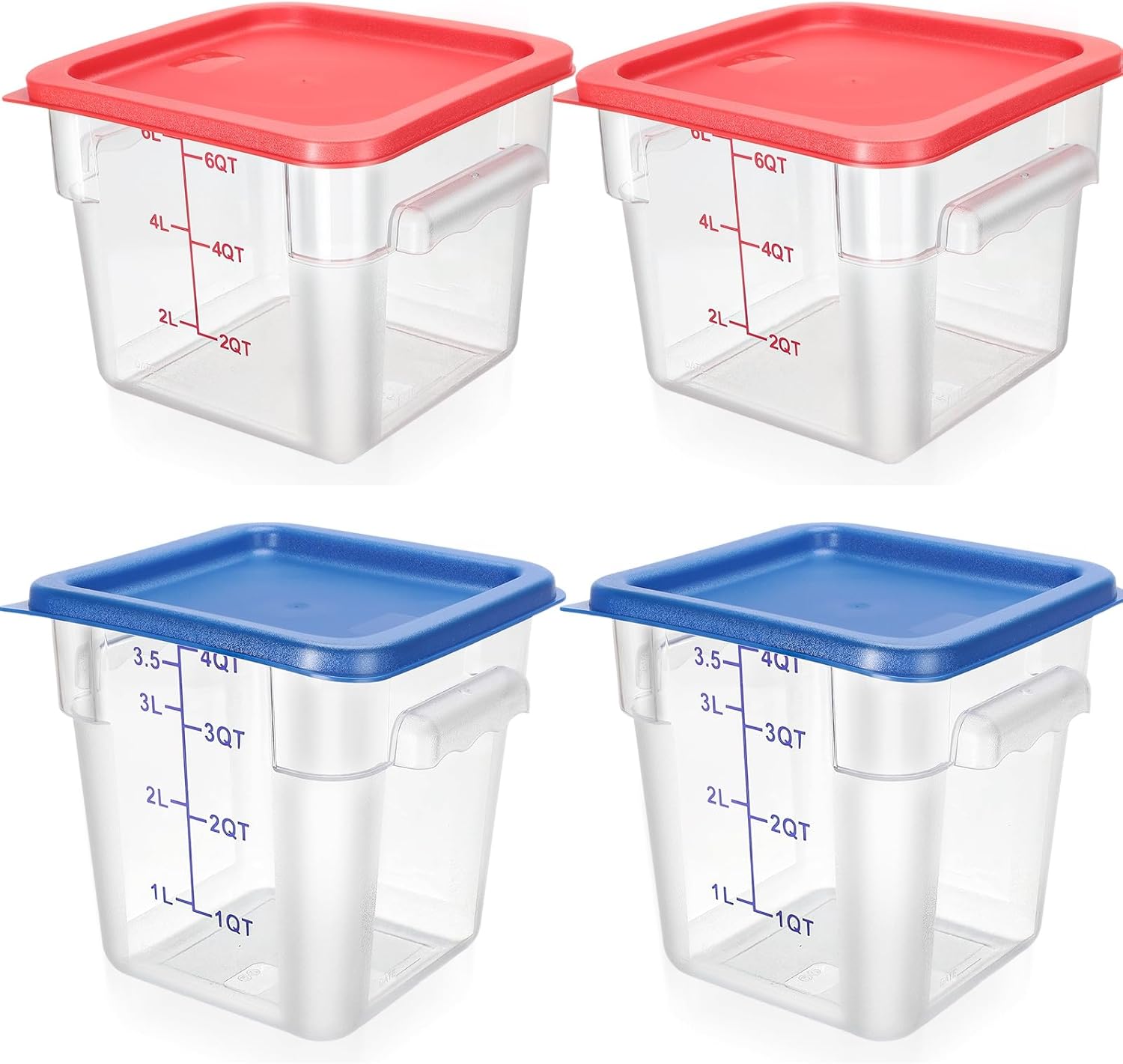 Lallisa 4 Pcs Clear Food Storage Containers with Lids and Handles