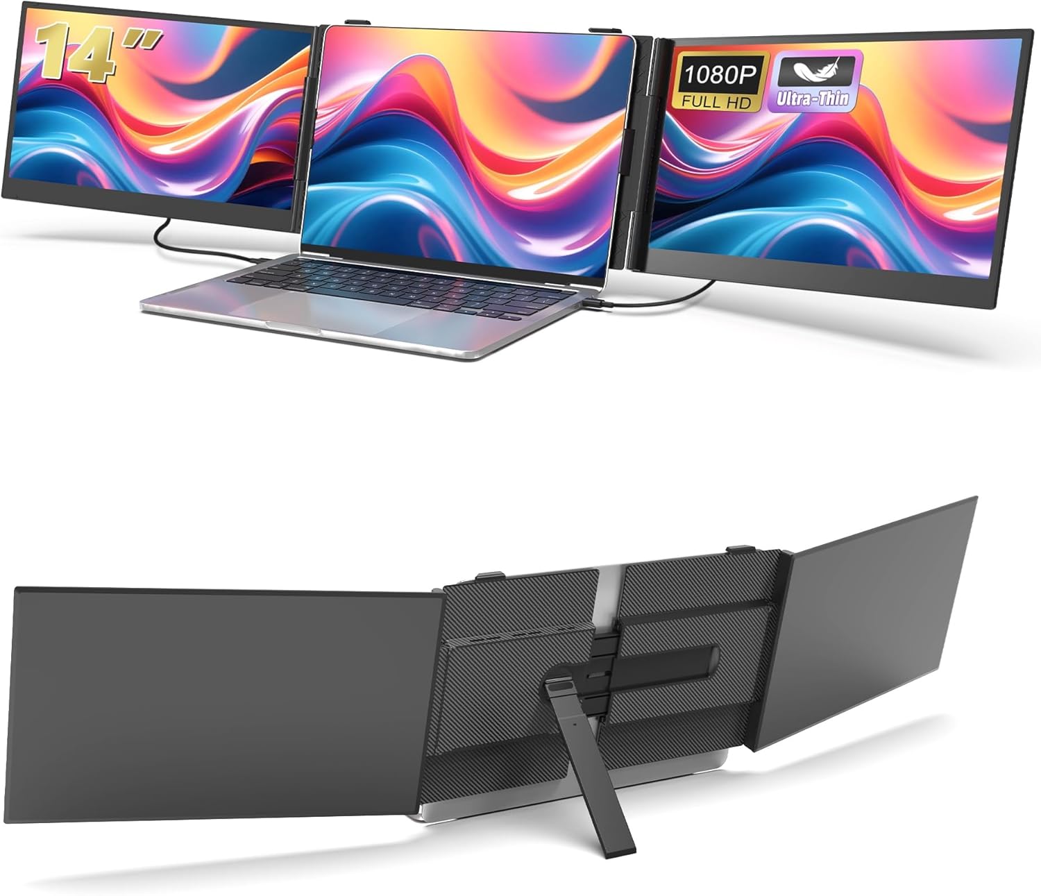 Macsecor 14in Triple Laptop Screen Extender for Enhanced Productivity