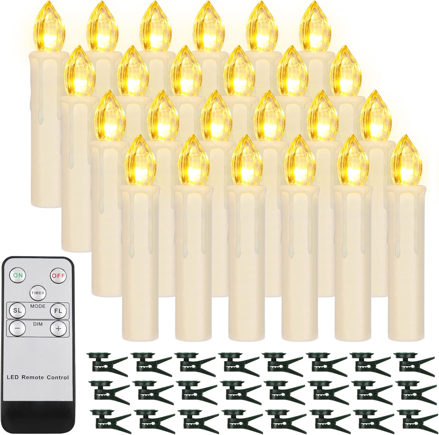 24PCS LED Flameless Taper Candles for Christmas Home Decor