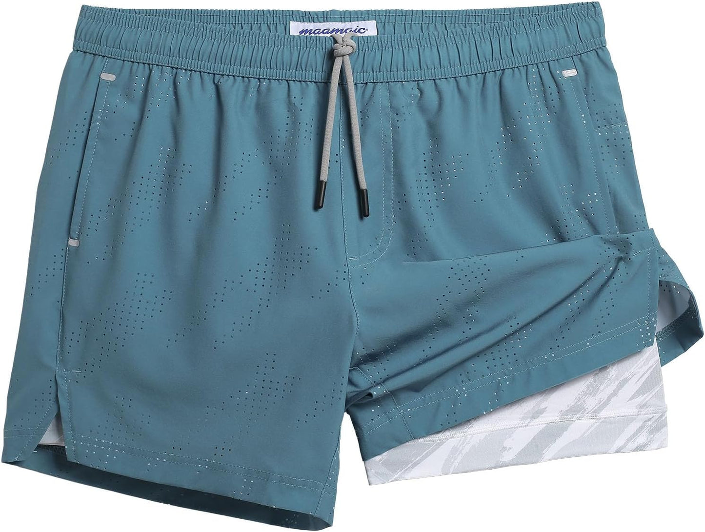 maamgic Mens Running Shorts with Compression Liner for Comfort