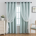 Anytime Home Light Blue Blackout and Sheer Layered Curtain Panel Pair