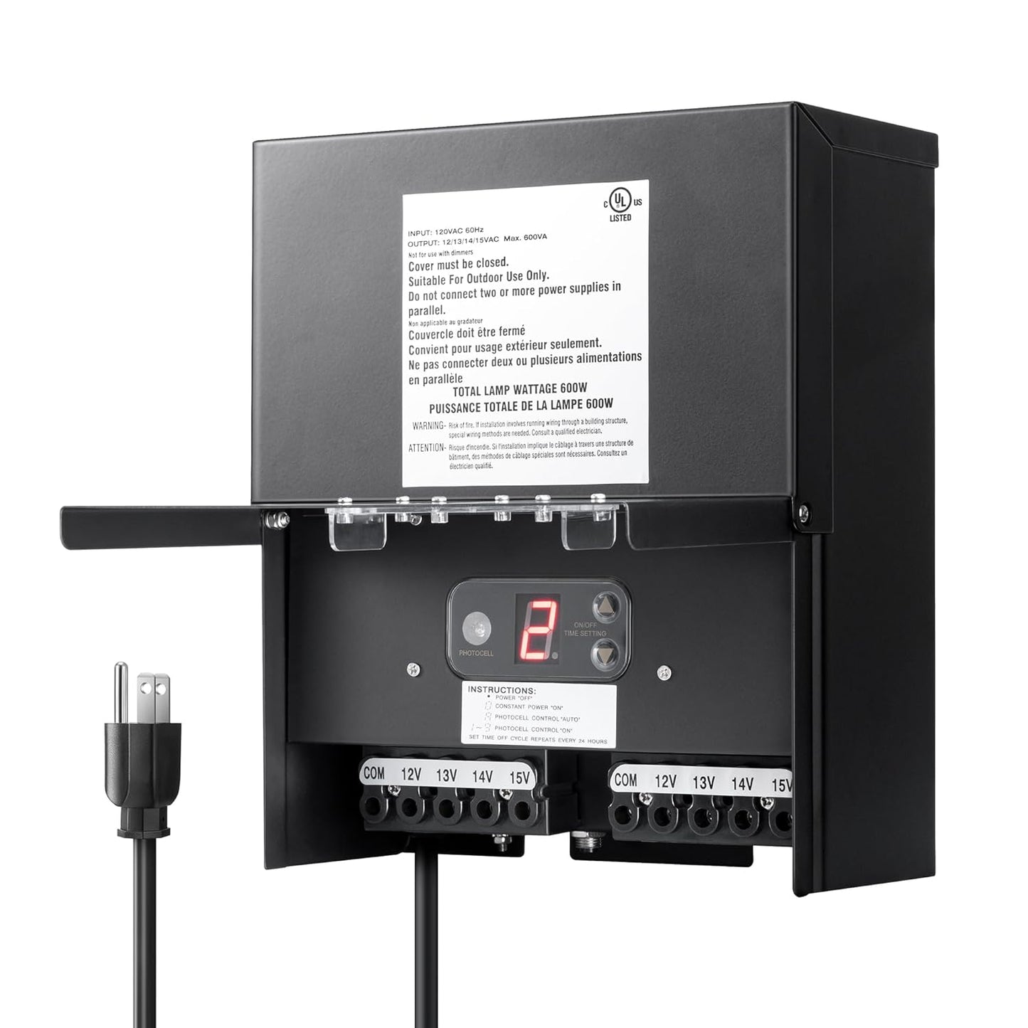 DEWENWILS 600W Low Voltage Landscape Transformer for Outdoor Use