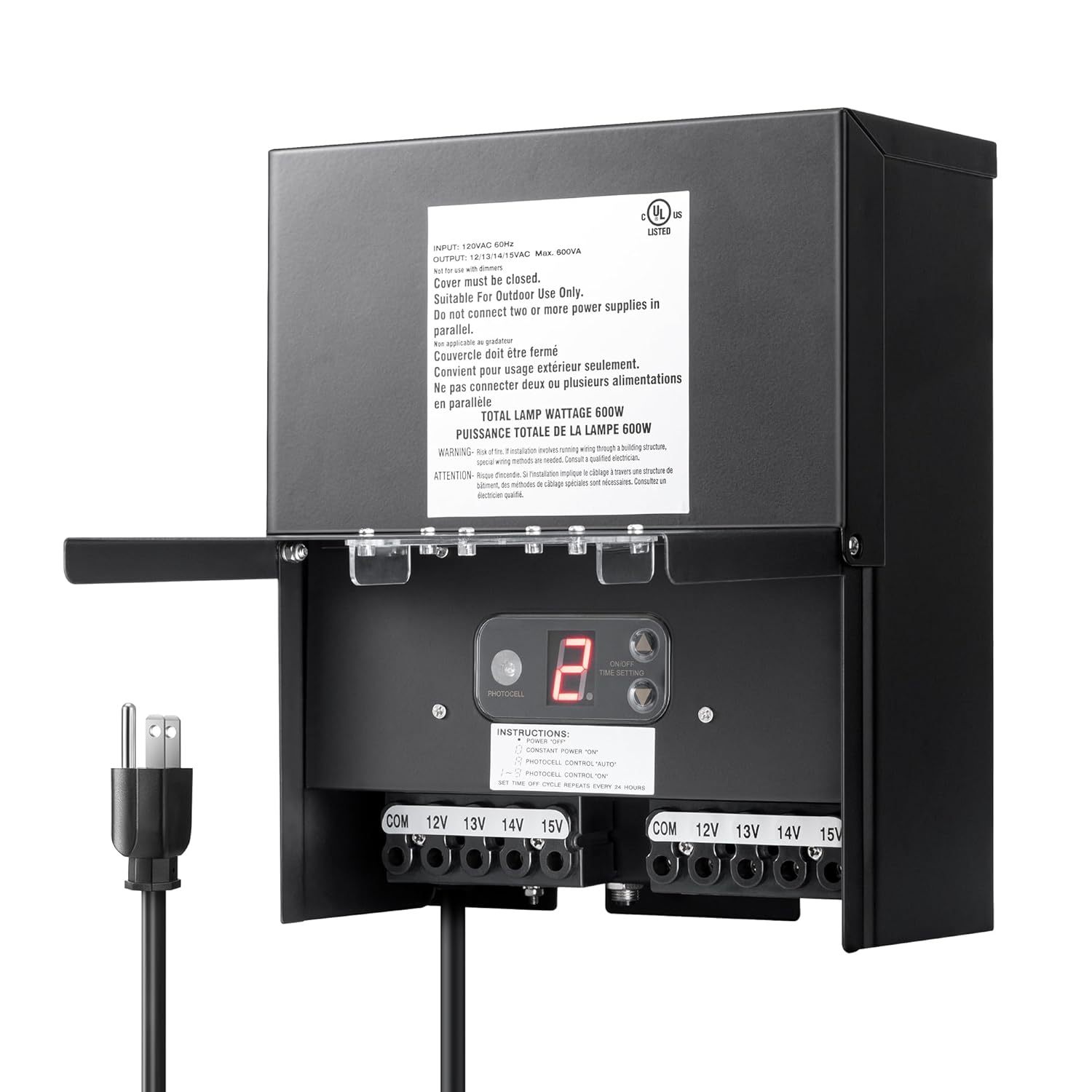 DEWENWILS 600W Low Voltage Landscape Transformer for Outdoor Use