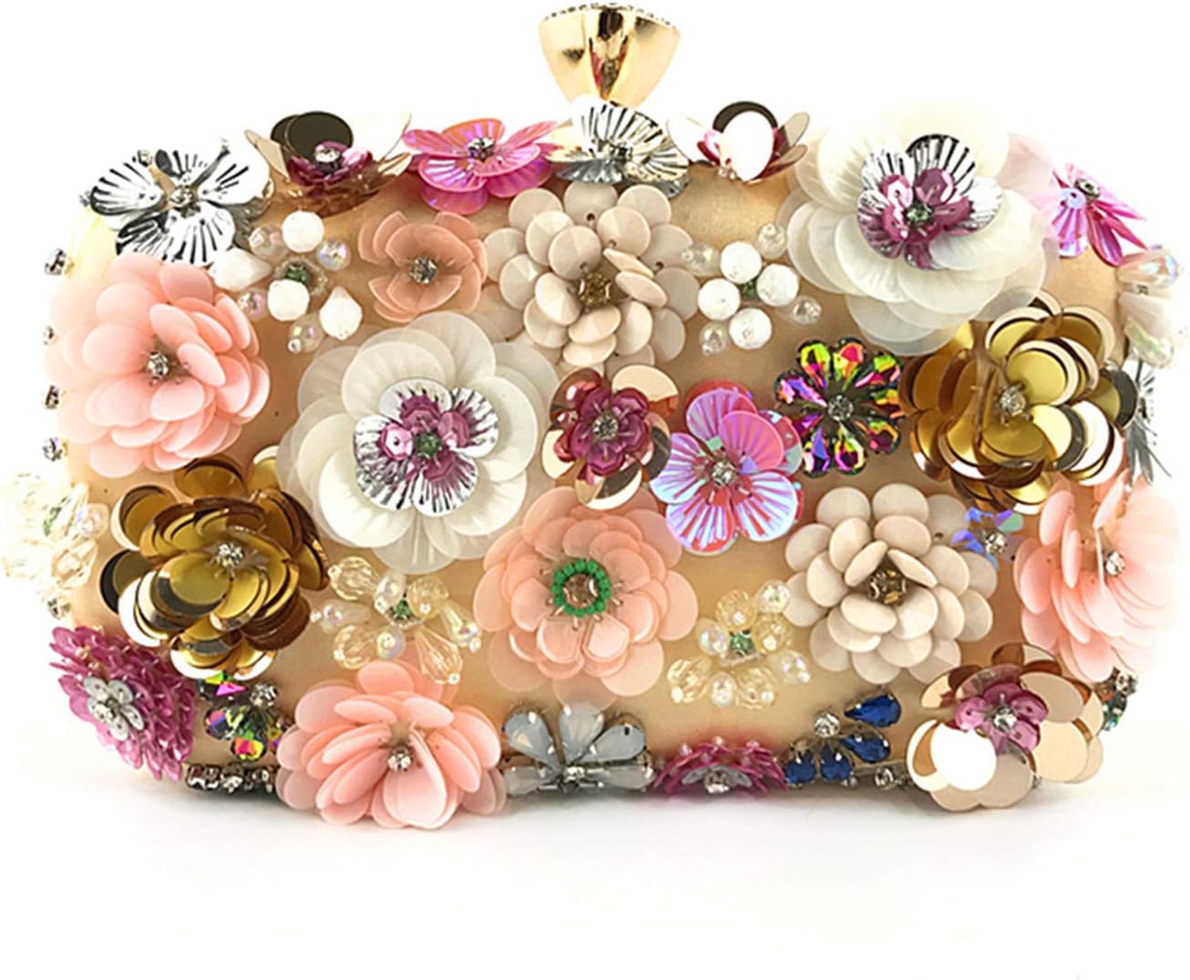 Stunning Flower Evening Handbag with Chain Strap for Women