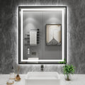 Amorho 24X30 LED Bathroom Mirror with Black Frame and Lights