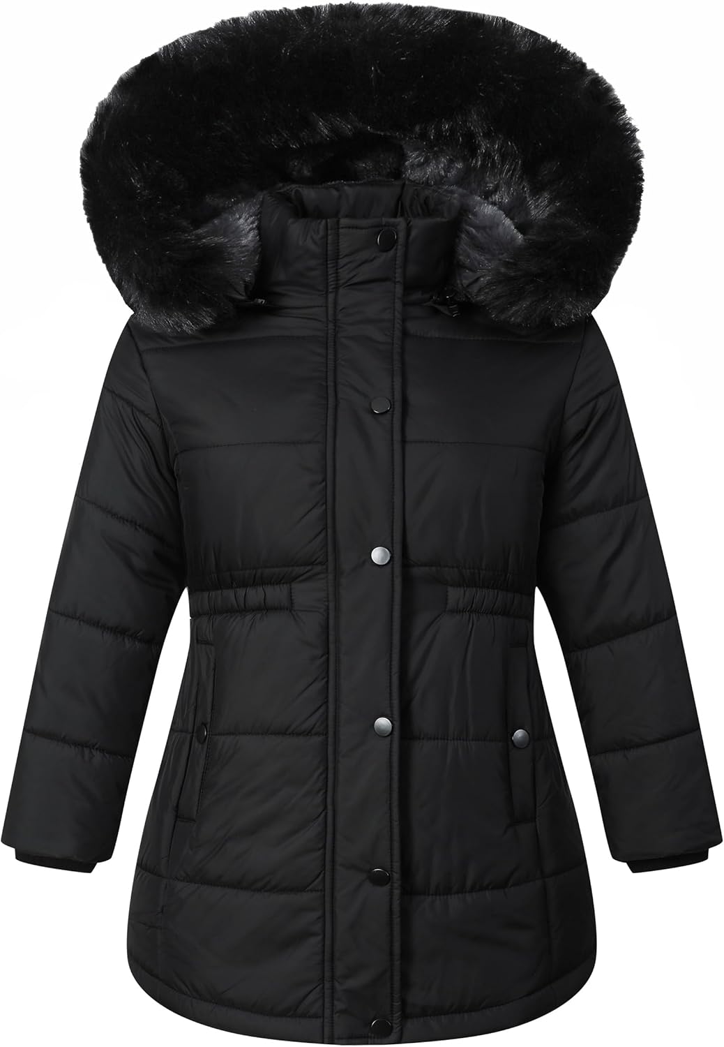 Girls Winter Jacket Long Puffer Coat with Removable Hood