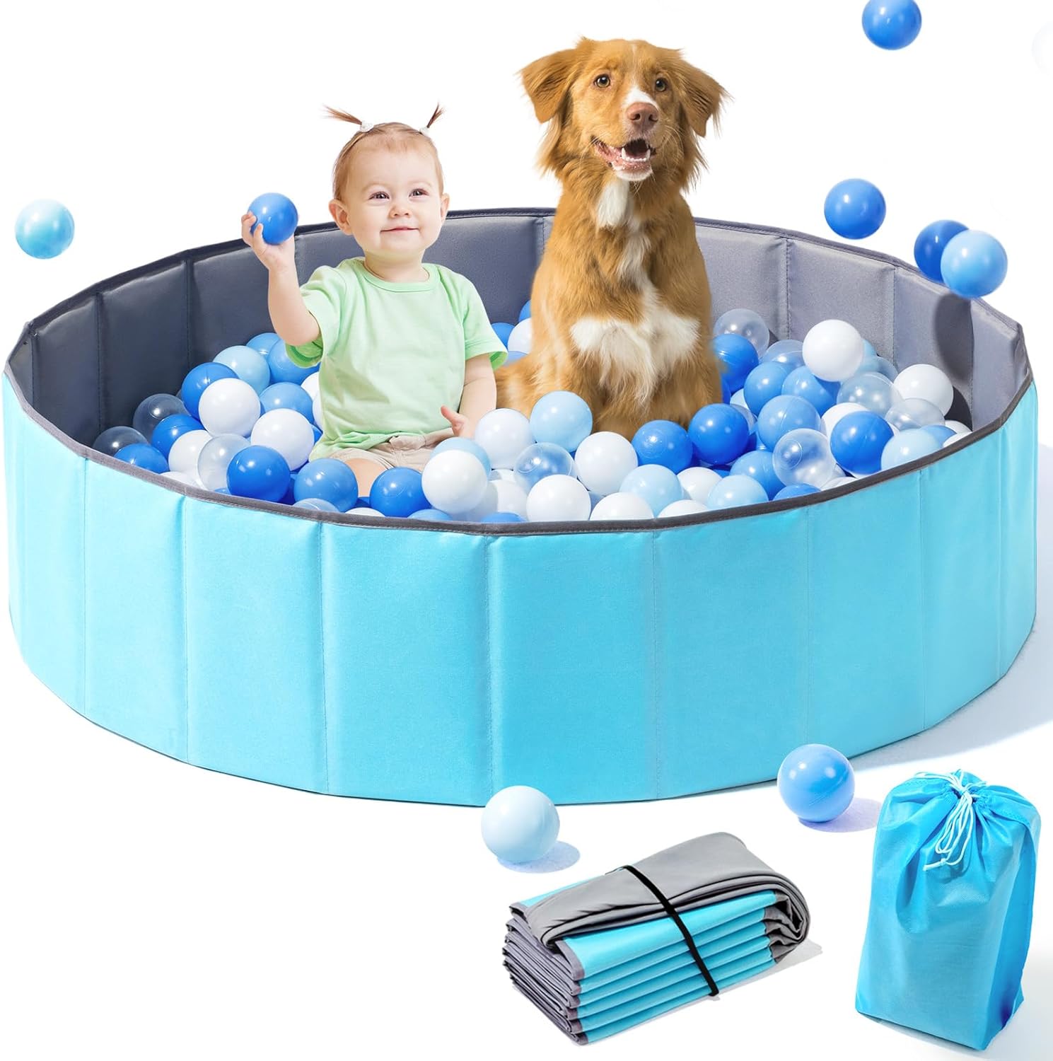 Large Ball Pit for Toddlers - 44in Baby Ball Pool for Fun
