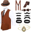 1920s Mens Costume Set for Men - Complete Roaring Outfit with Hat