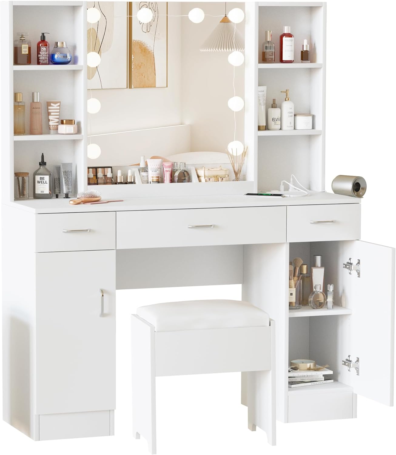 Illuminate & Organize: 45 Makeup Vanity with Storage
