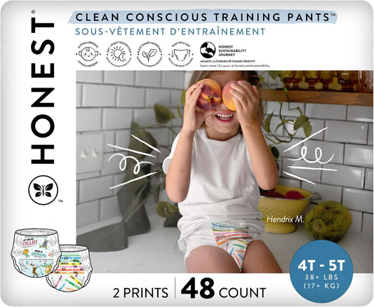 Honest Co. Plant-Based Training Pants | Eco-Friendly & Colorful | Size 4T/5T (38+ lbs)