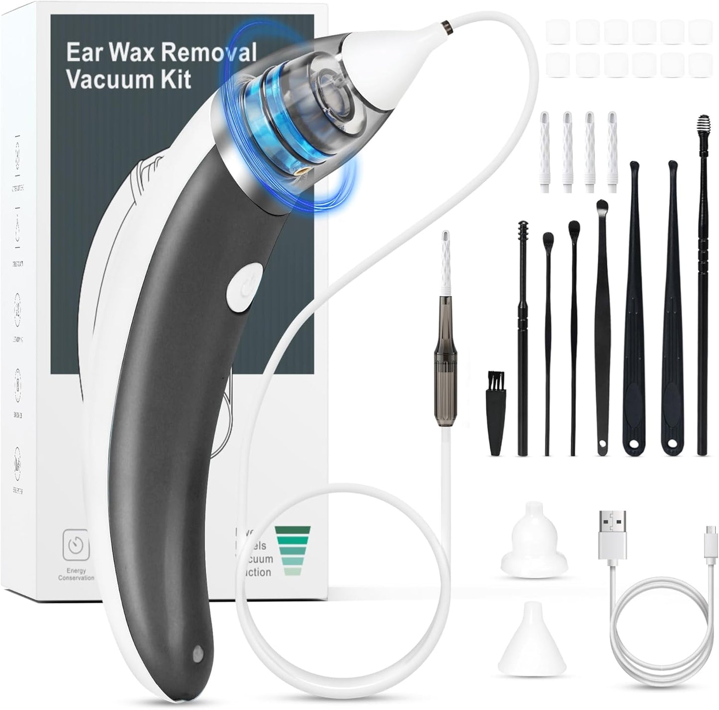 Ear Vacuum Ear Wax Removal Kit with Strong Suction for All Ages