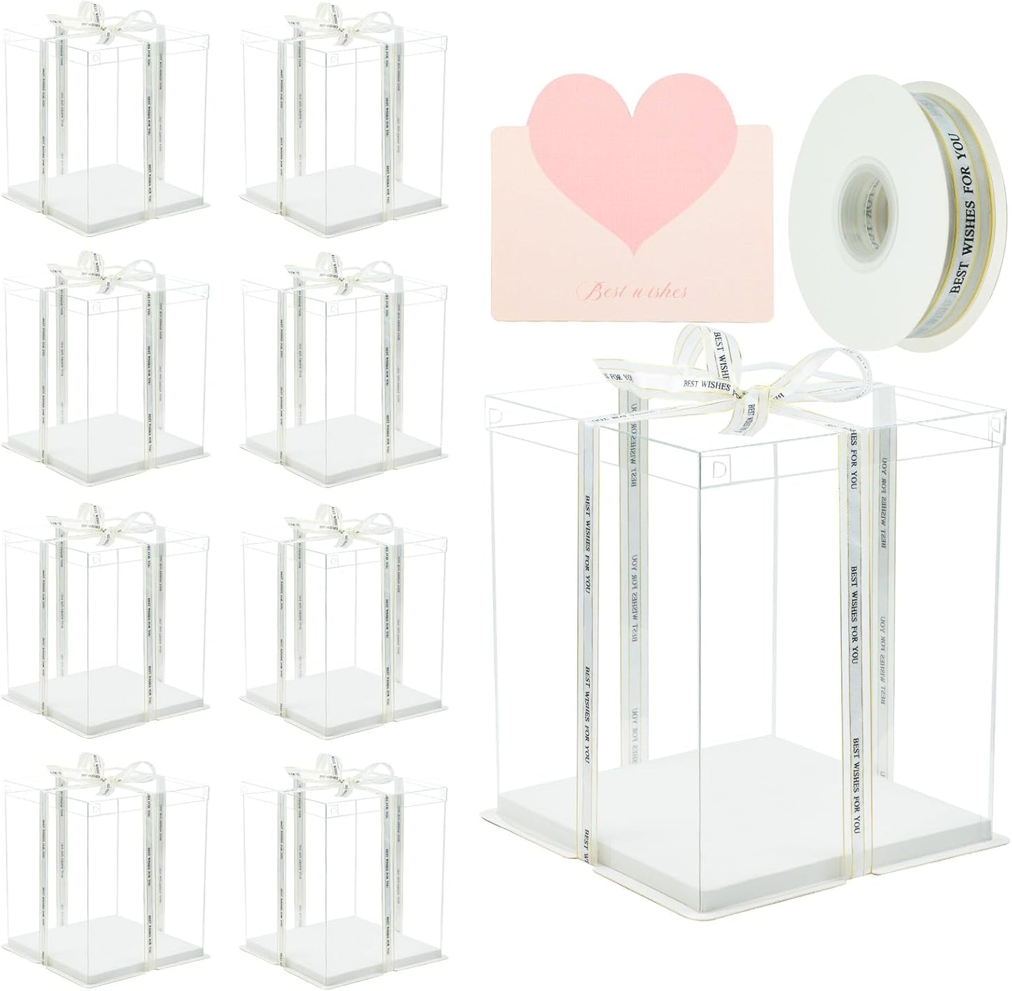 10x10x12 Inch Clear Cake Box Bundle for Safe Cake Transport