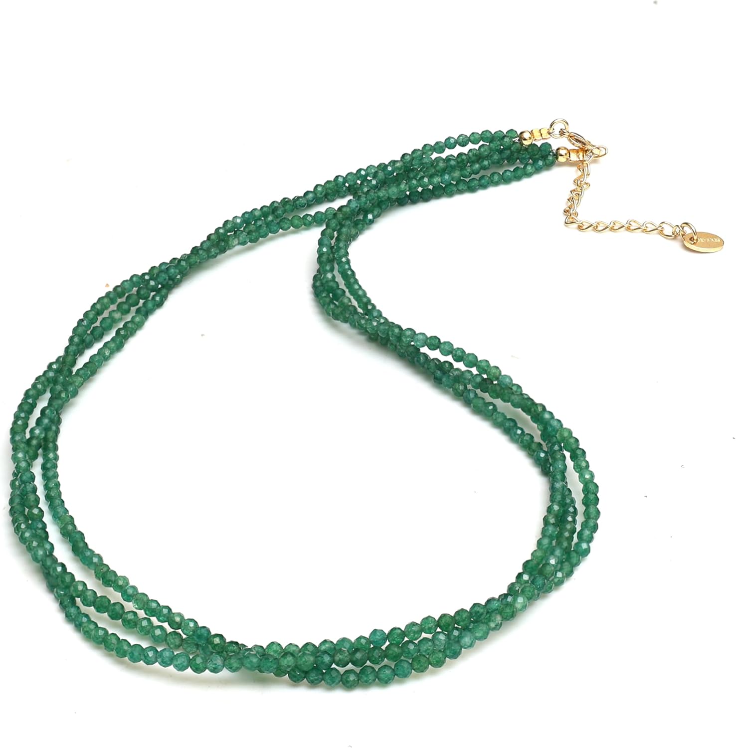 Multi Layered Beaded Necklace with Green Jade for Women