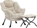 Lazy Chair with Foldable Ottoman - Comfy Lounge Armchair for Small