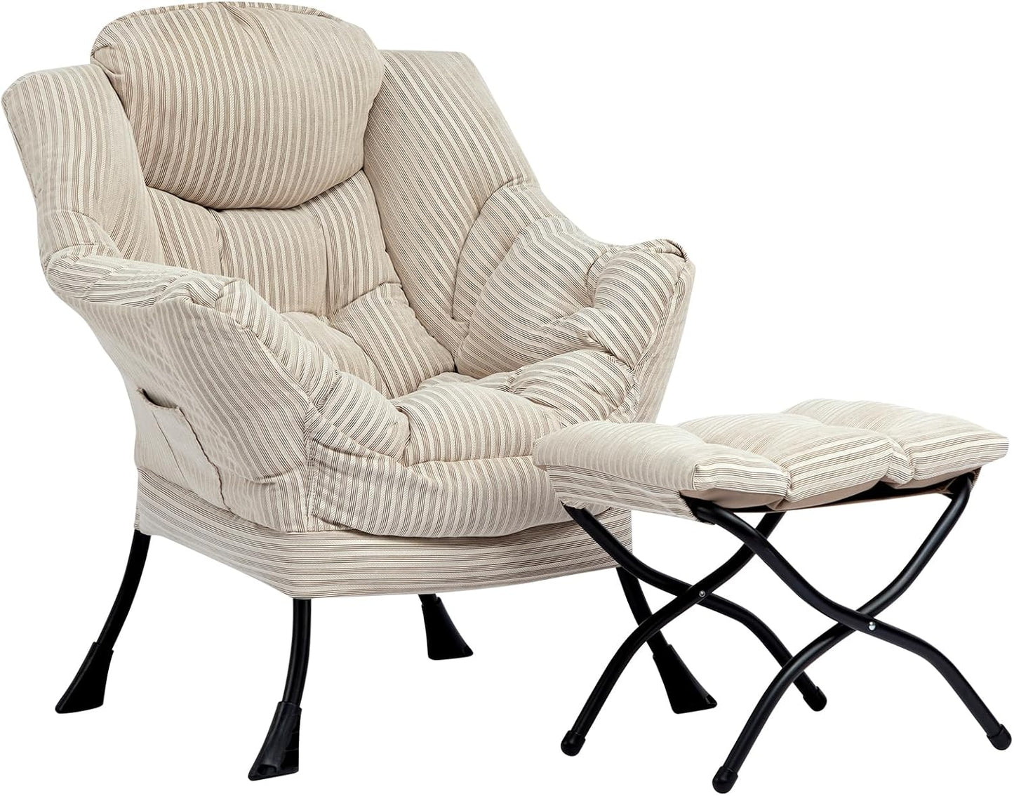 HollyHOME Lazy Chair with Foldable Ottoman for Ultimate Comfort