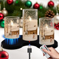 Snowman Glass Flameless Candles Rechargeable Set - Real Wax LED