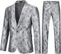 Cloudstyle Mens Paisley Dress Suit Two Piece One Button Blazer Pants