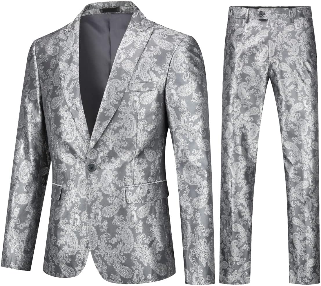 Stylish Cloudstyle Mens 2 Piece Paisley Dress Suit for Events