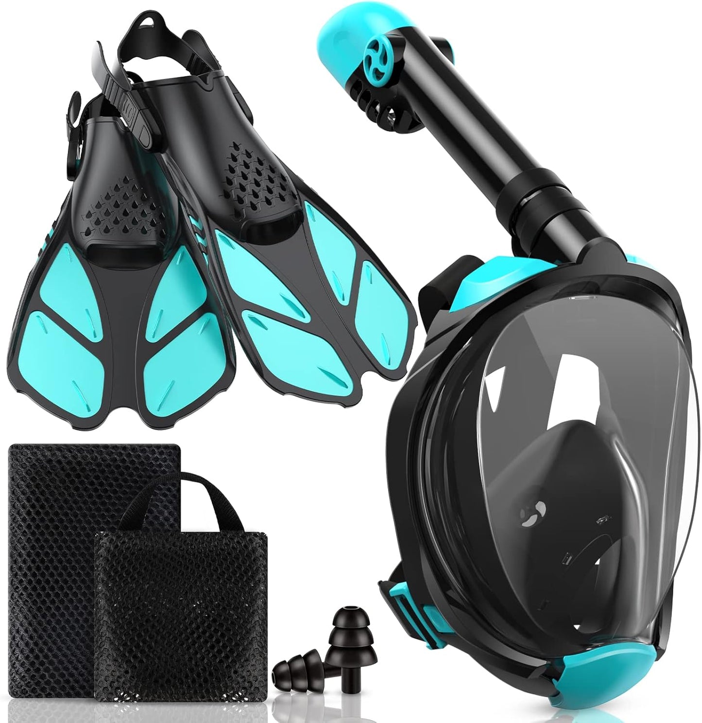 Viginsul Snorkel Set: Panoramic View, Anti-Fog, Adjustable Fins