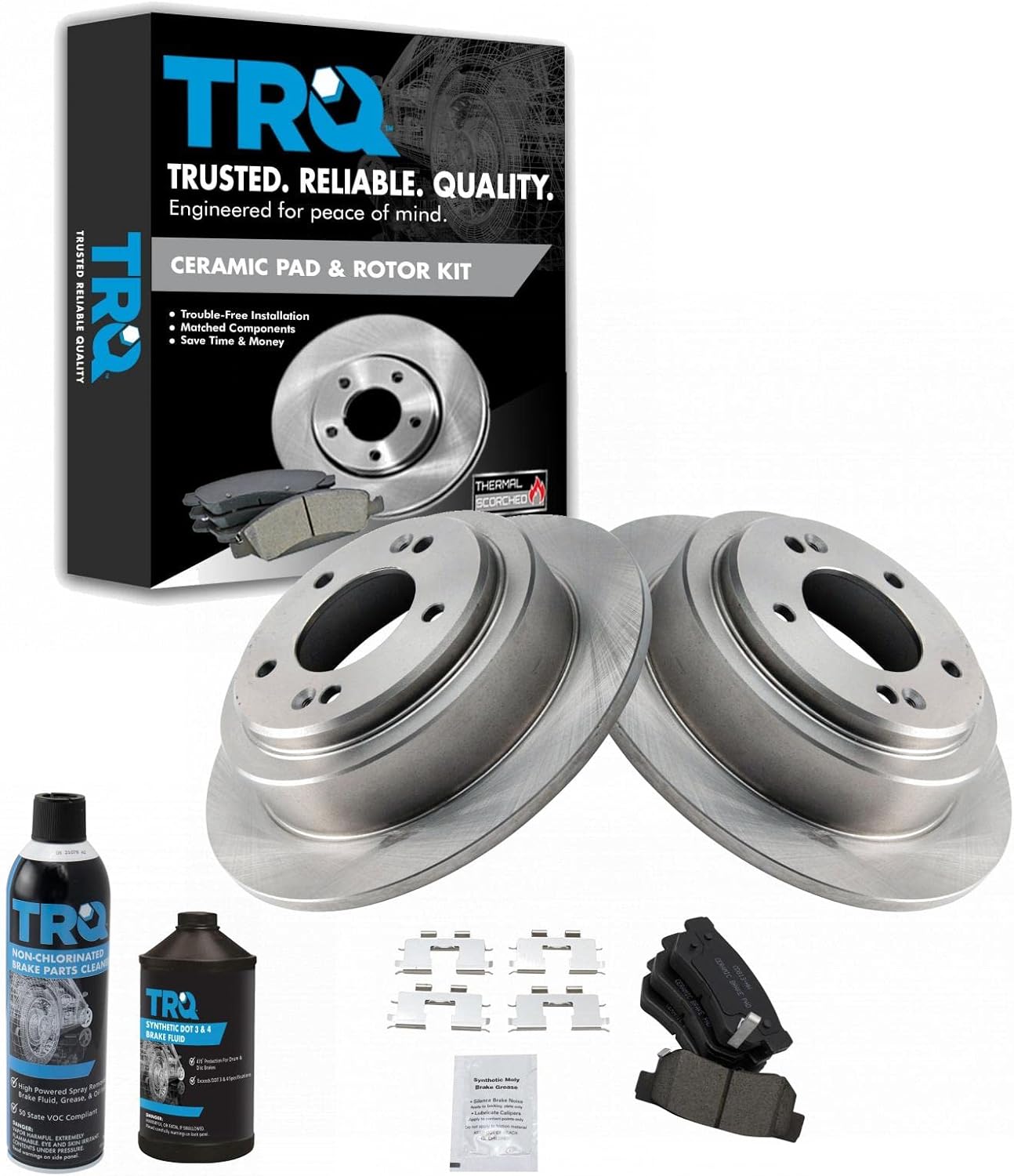 TRQ Rear Brake Pad & Rotor Kit for 2004-2006 Kia Amanti