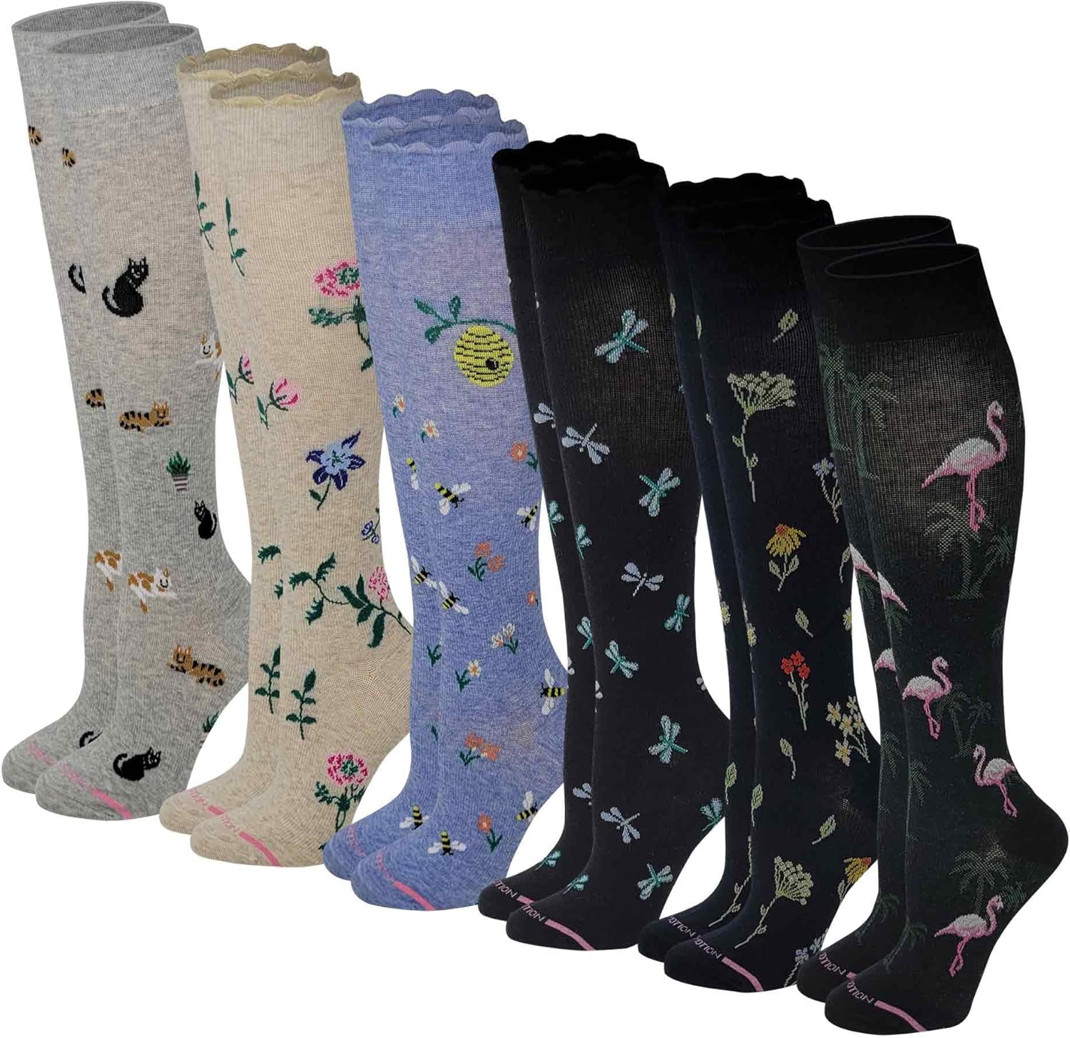Women's Compression Socks for Circulation and Comfort - 6 Pairs