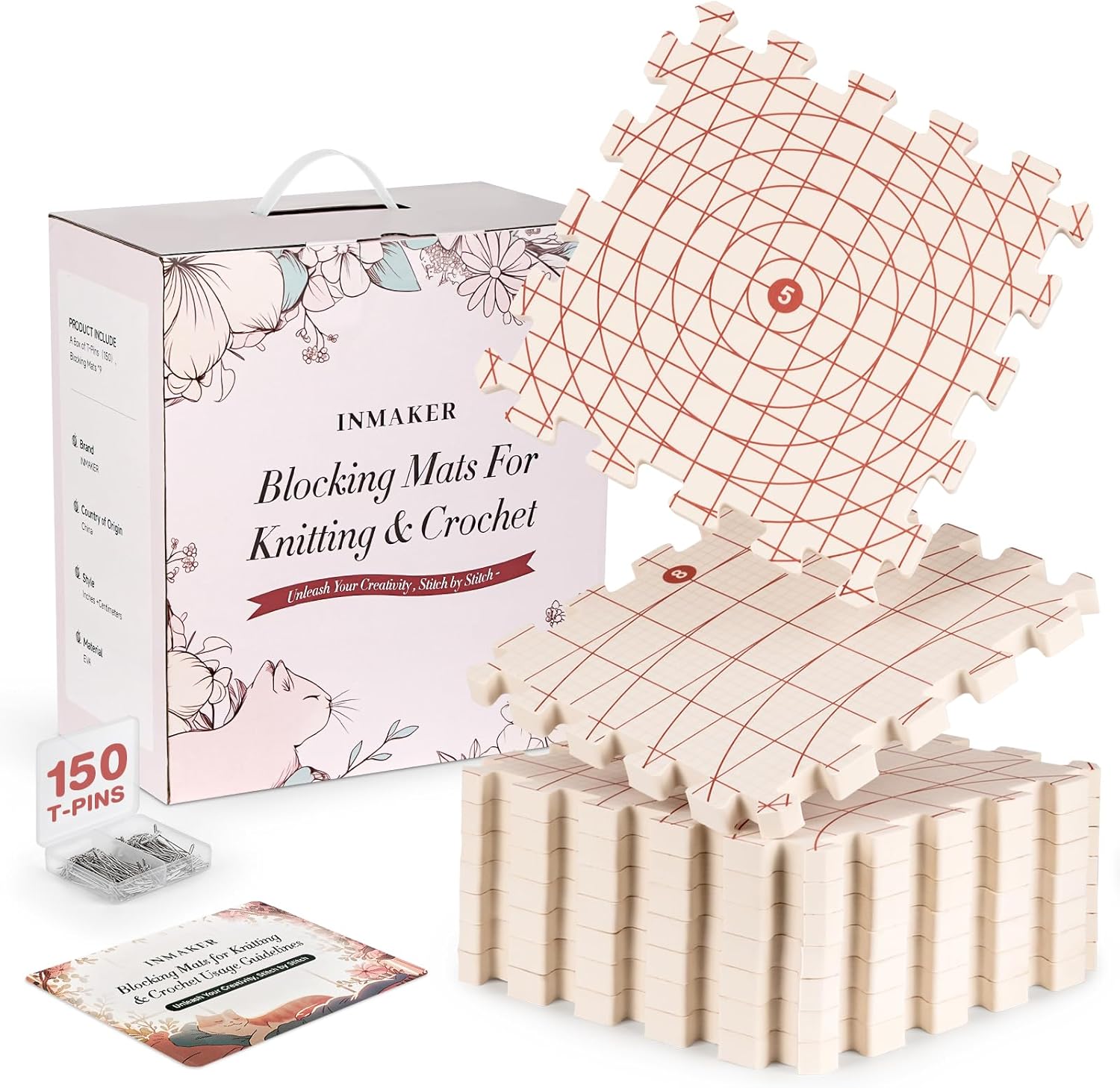 INMAKER Blocking Mats for Knitting & Crochet Projects 0.75in Thick