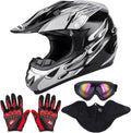 Adult Off-Road Dirt Bike Helmet with Goggle Gloves Mask - DOT
