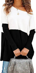 PRETTYGARDEN Womens Color Block Oversized Knit Sweater - Comfy