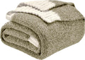 CozeCube Melange Blanket Olive Green and White Throw - Ultra Soft Cozy