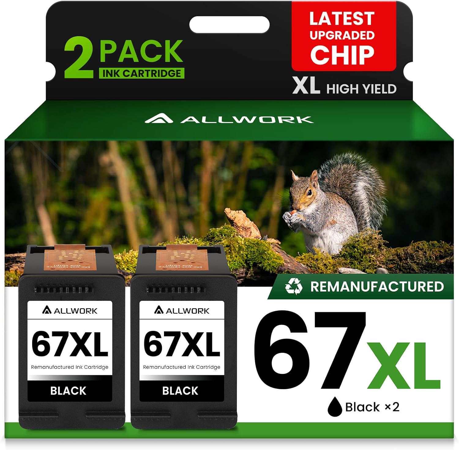 67XL Ink Cartridge Replacement for HP Printers - 2-Pack