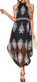 Verdusa Women's Fall Formal Halter Flowy Asymmetrical Dress