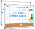Calendar Whiteboard Corkboard Combination 24in x 18in - Double-Sided