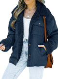 Corduroy Sherpa Jacket for Women - Warm Lightweight Winter Coat