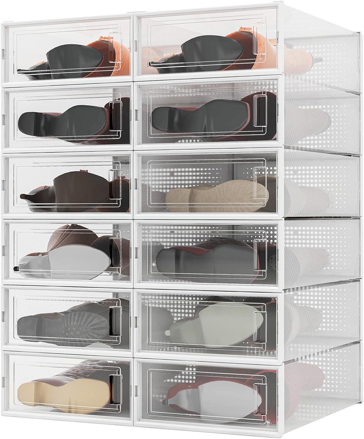 PARANTA 12-Piece Clear Shoe Organizer for Women's Footwear