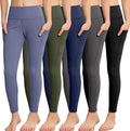Girls' Athletic Leggings with Pockets 5-Pack - Stretchy Everyday Fit