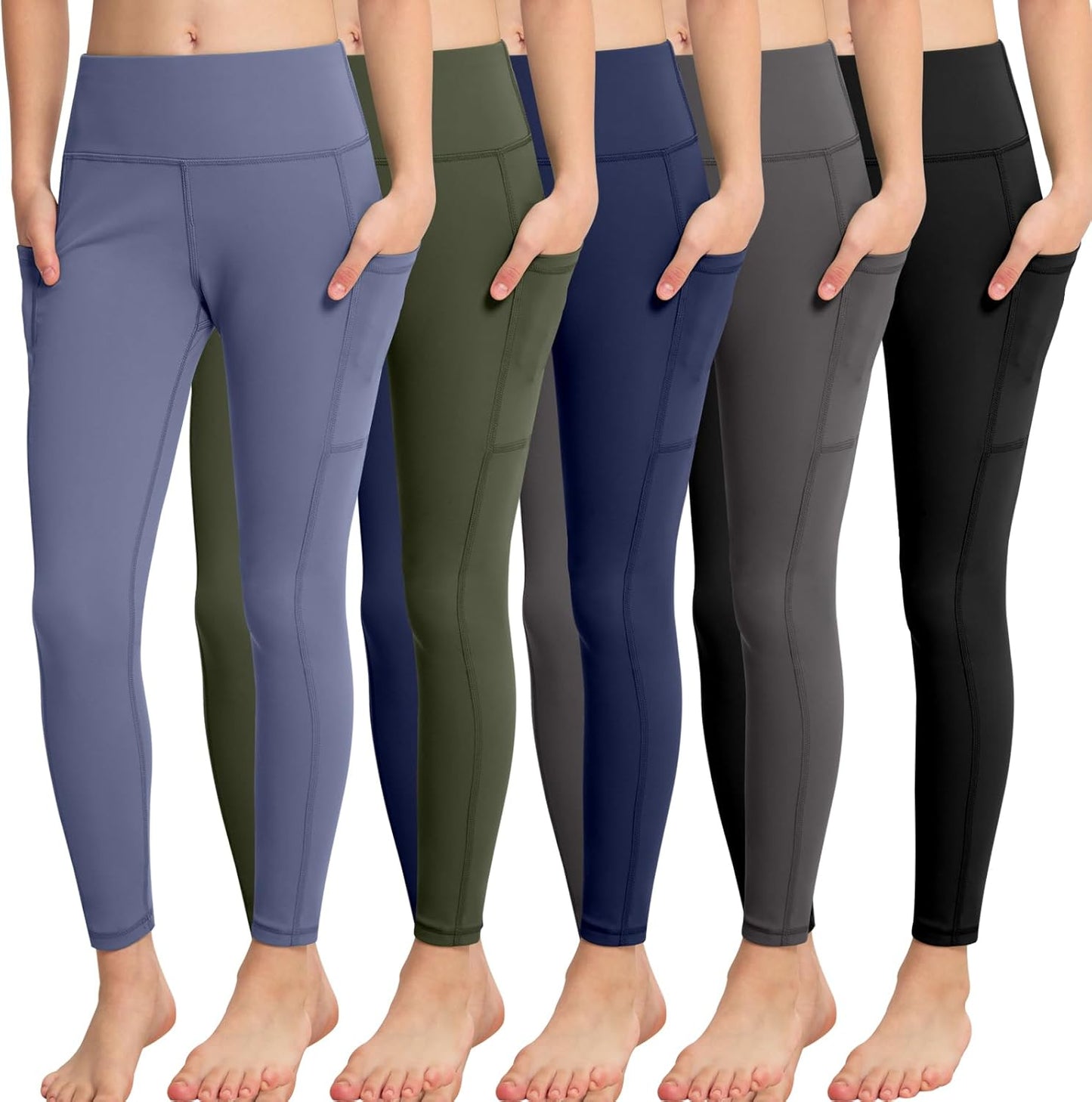 CHRLEISURE Girls' Athletic Leggings with Pockets for Active Kids