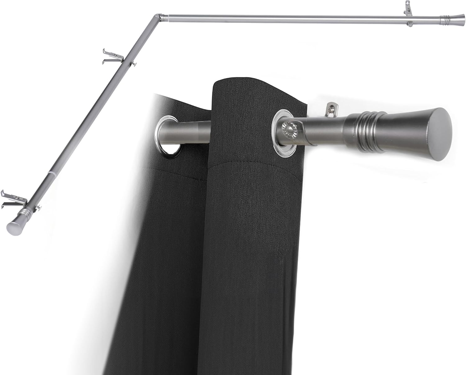 360 Rotating Adjustable Silver Curtain Rod - Enhance Any Window!