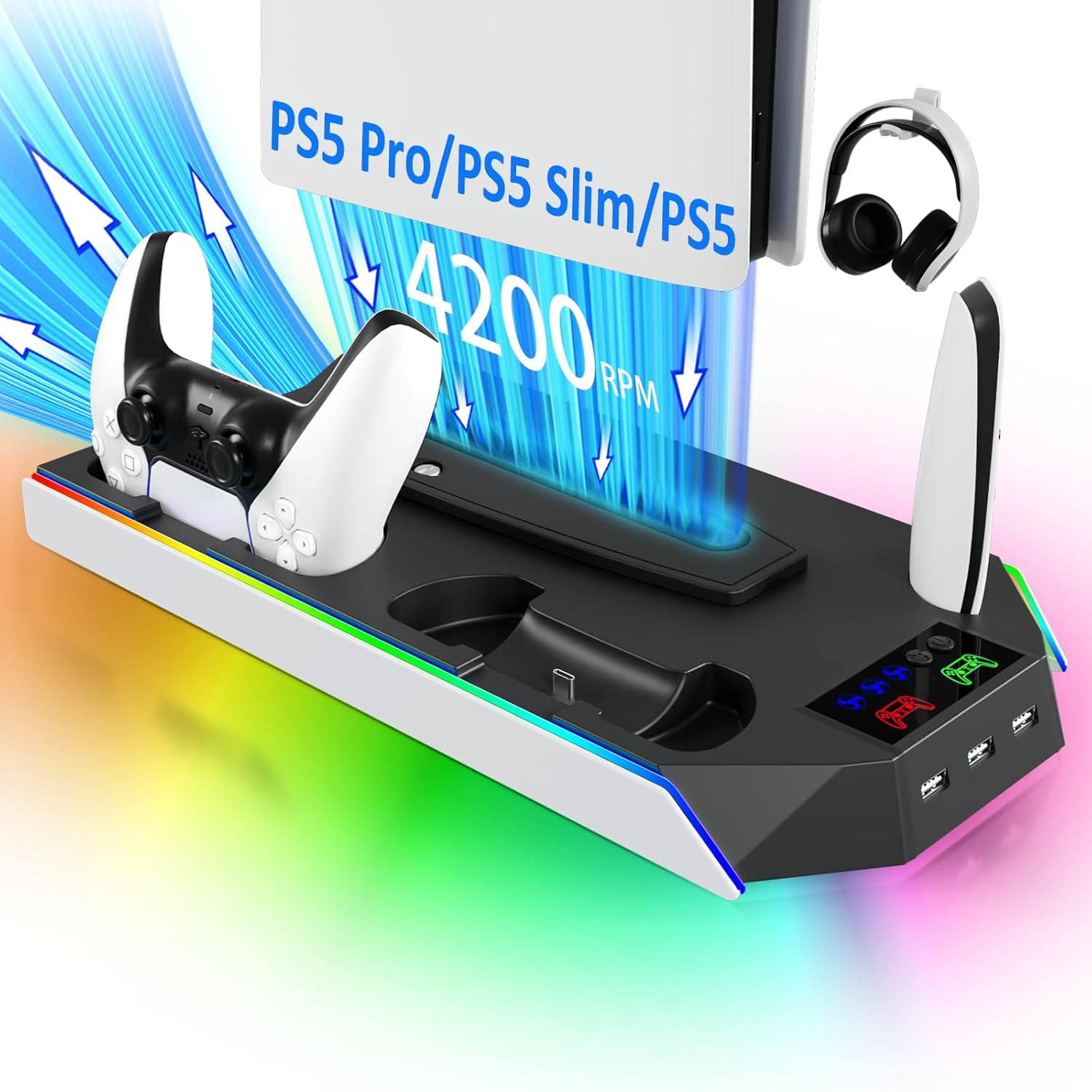 Ultimate PS5 Pro Stand with RGB Lighting & Cooling
