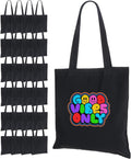 Canvas Tote Bag Bulk 24 Pack 14x15 in Black - Durable Reusable Bags