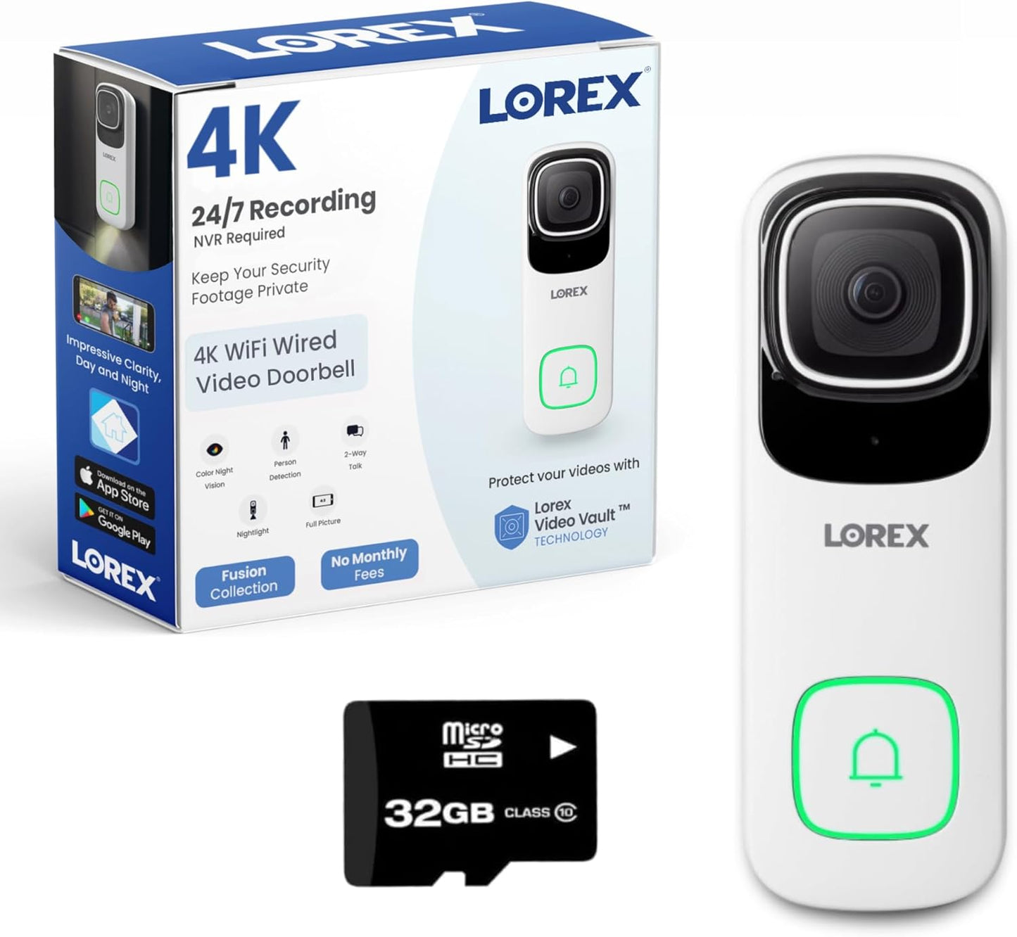 Lorex 4K Video Doorbell - No Subscription Fee, Smart Security