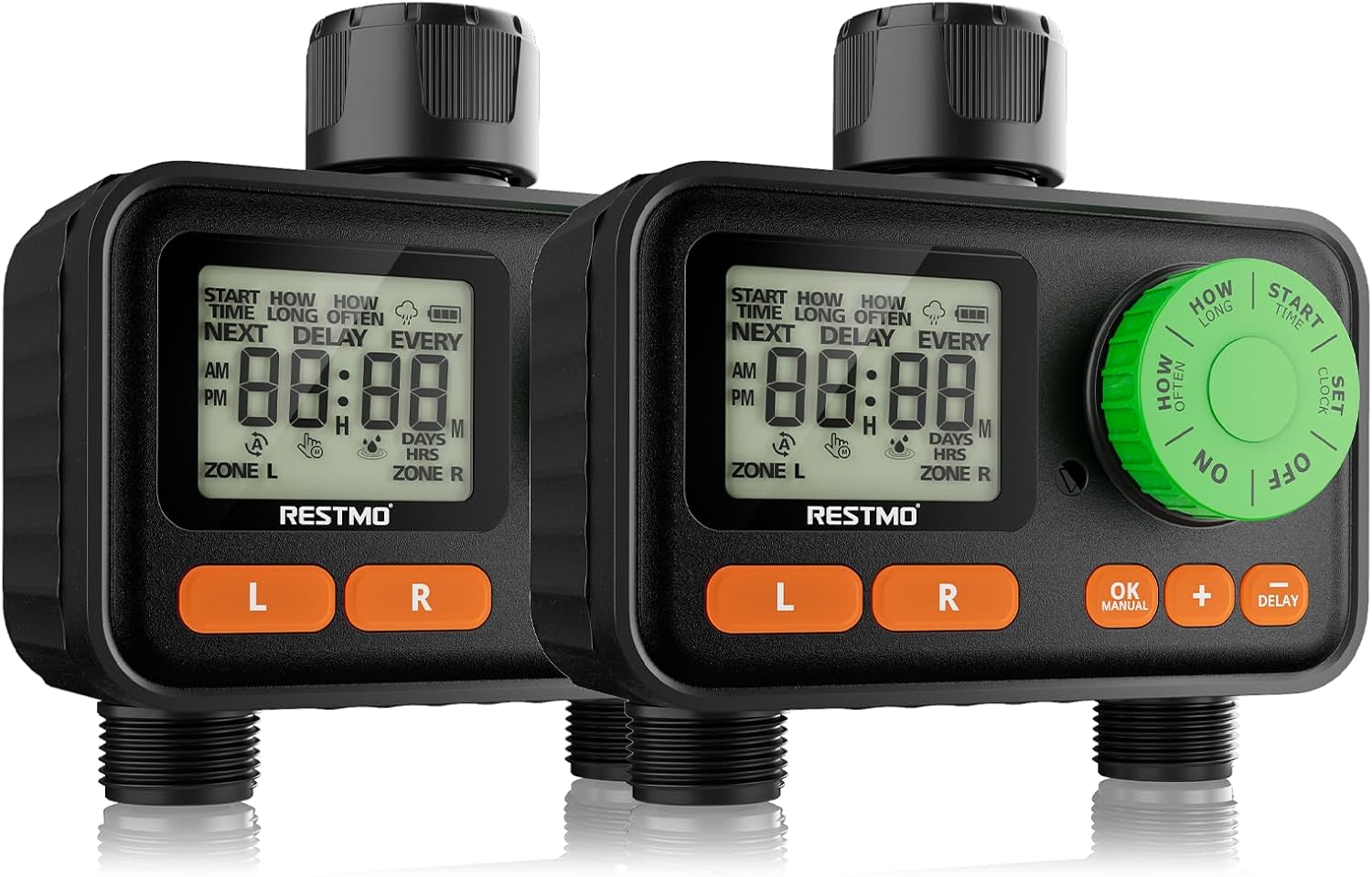 RESTMO 2 Zone Sprinkler Timer for Automatic Garden Watering