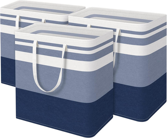BlissTotes 3-Pack Laundry Basket for Easy Carry and Storage