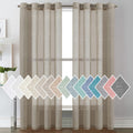 Flax Linen Blend Curtains 52 x 84 Taupe - Semi Sheer Pair
