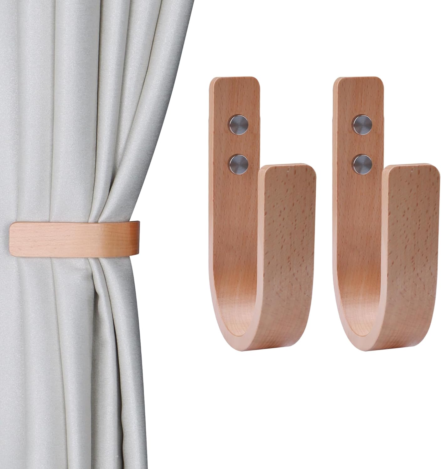 Wood Curtain Tiebacks Set - Stylish Holdbacks!