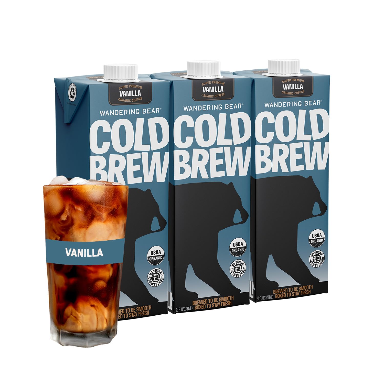 Wandering Bear Organic Vanilla Cold Brew Coffee - Bold & Smooth