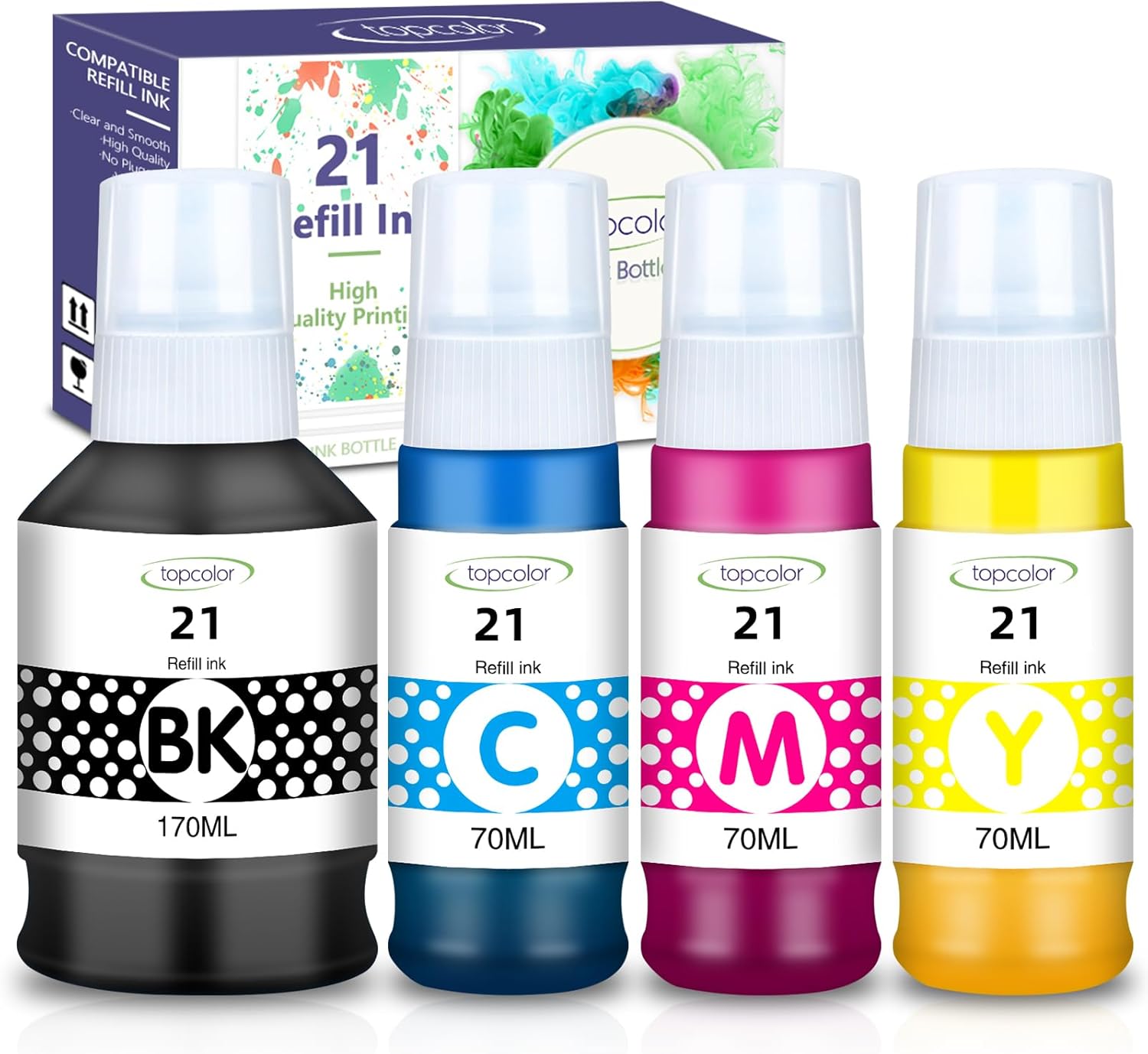 GI-21 Ink Bottles Set for Canon MegaTank Printers - High Yield