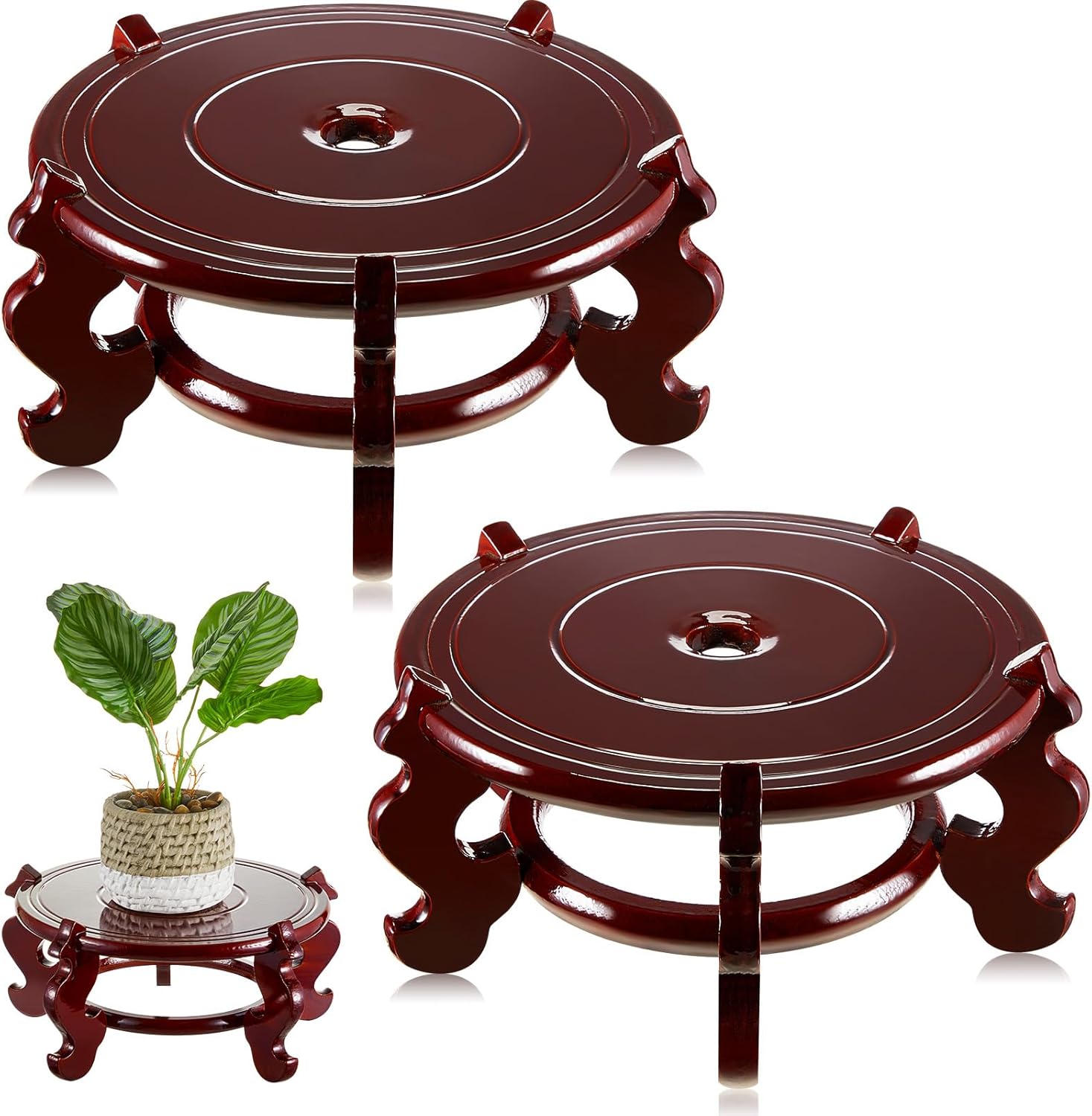 Geetery 2 Pcs Wooden Plant Stands for Indoor Decor and Display