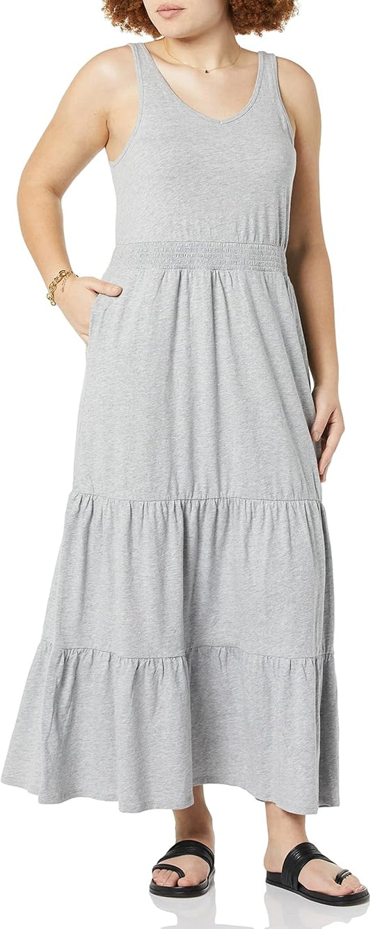 Stylish Women's Sleeveless Elastic Waist Summer Maxi Dress