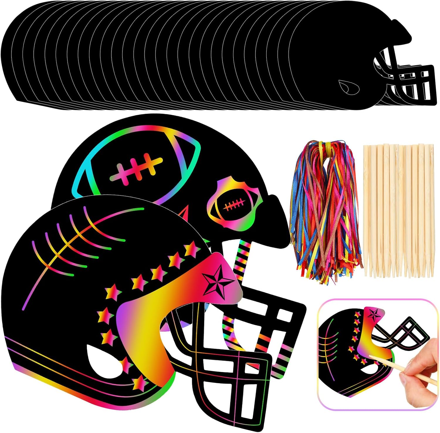 Football Scratch Paper Crafts Kit - DIY Helmet Ornaments