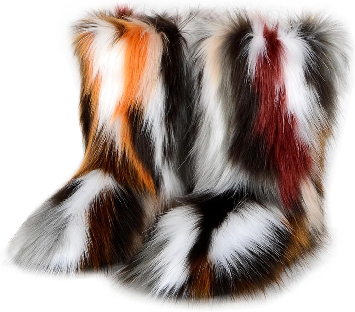 Furry Faux Fur Boots for Women - Cozy Mid Calf Snow Booties